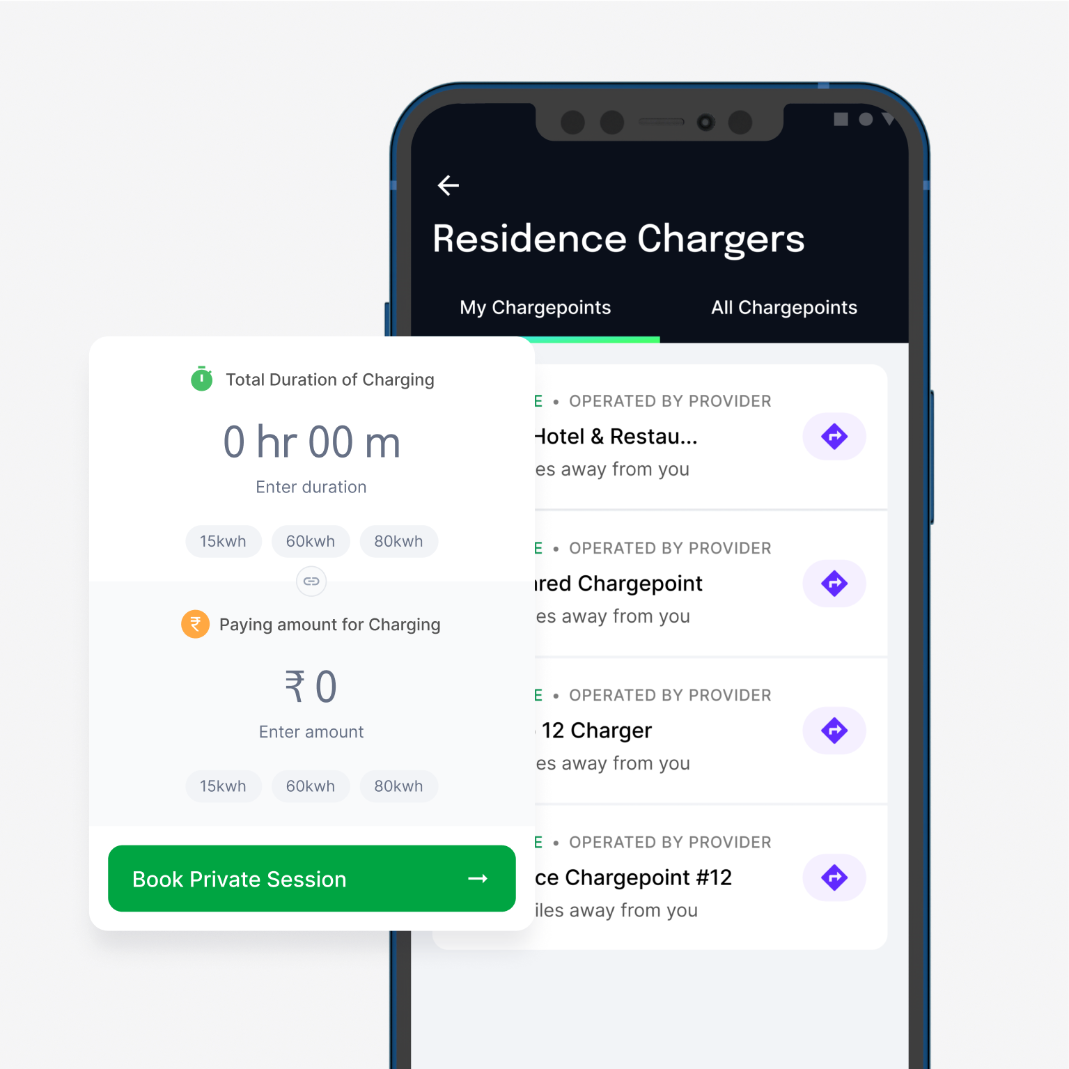 Representation of how residents are served a better charging experience through mobile app.